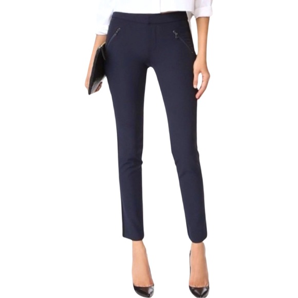 Rebecca Taylor Audra Tuxedo Side Stripe Pants Ankle Crop Navy Blue - Picture 2 of 11